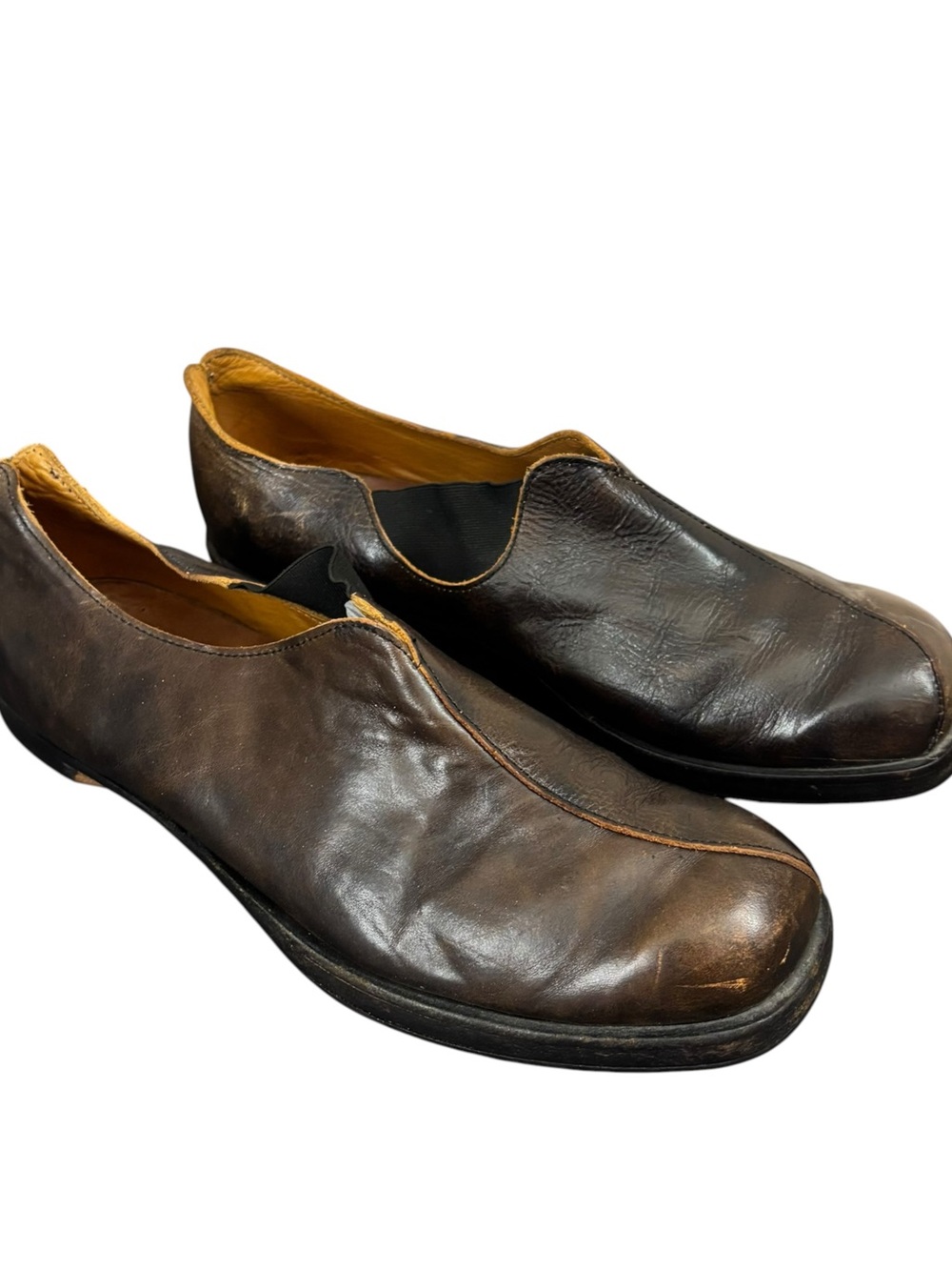 CYDWOQ Handmade USA Brown Leather Loafers Slip On Shoes Women’s Size US 10 EU